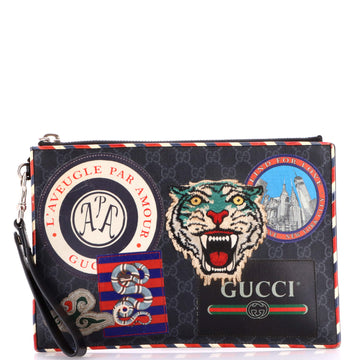 Gucci Night Courrier Pouch GG Coated Canvas with Applique