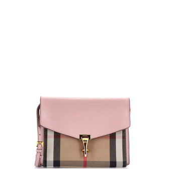 Burberry Macken Crossbody Bag Leather and House Check Canvas Small