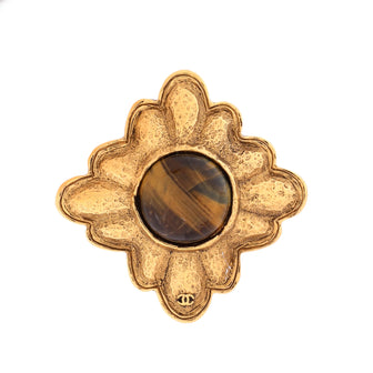 Chanel Vintage Baroque Brooch Metal with Tiger's Eye