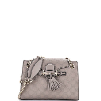 Gucci Emily Chain Flap Shoulder Bag Guccissima Leather Small
