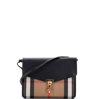 Burberry Macken Crossbody Bag Leather and House Check Canvas Small