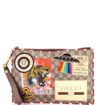 Gucci Courrier Pouch GG Coated Canvas with Applique