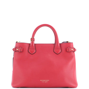 Burberry Banner Tote Leather and House Check Canvas Medium