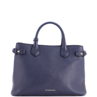 Burberry Banner Tote Leather and House Check Canvas Medium