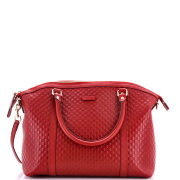Gucci Britt Convertible Dome Satchel Microguccissima Leather Medium