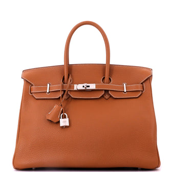 Hermes Birkin Handbag Brown Togo with Palladium Hardware 35