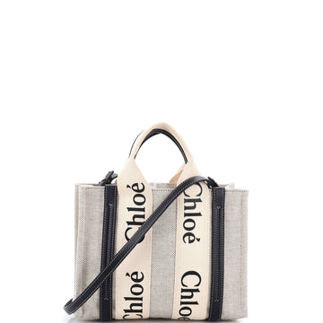 Chloe Woody Tote Canvas with Leather Small
