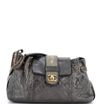 Chanel Bindi Flap Bag Quilted Glazed Calfskin with Stingray