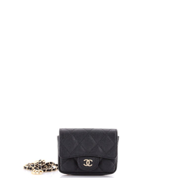 Chanel Classic Flap Chain Belt Bag Quilted Caviar Mini