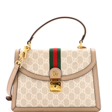 Gucci Ophidia Flap Top Handle Bag GG Coated Canvas Small