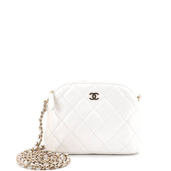 Chanel CC Dome Zip Clutch with Chain Quilted Caviar Mini