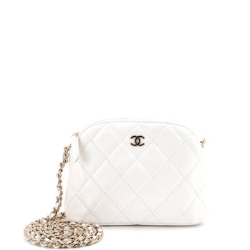 Chanel CC Dome Zip Clutch with Chain Quilted Caviar Mini