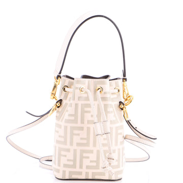 Fendi Mon Tresor Bucket Bag Zucca Embossed Leather Mini