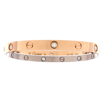 Cartier Double Love Bracelet 18K Rose Gold with 18K White Gold with Diamonds