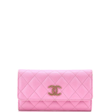 Chanel Cutout CC Flap Wallet Quilted Caviar Medium