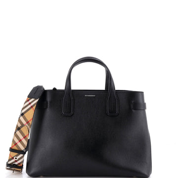 Burberry Banner NM Tote Leather with Vintage Check Canvas Medium