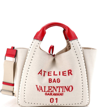 Valentino Garavani Atelier 01 Tote Studded Canvas Medium