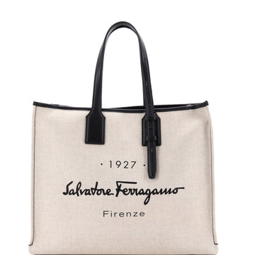 Salvatore Ferragamo 1927 Shopping Tote Canvas with Leather Large