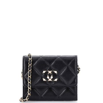 Chanel Coco Candy Card Holder on Chain Quilted Caviar