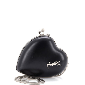 Saint Laurent Love Heart Chain Box Clutch Leather Small