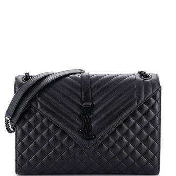 Saint Laurent Classic Monogram Envelope Satchel Mixed Matelasse Leather Large