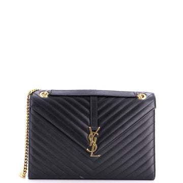 Saint Laurent Classic Monogram Envelope Satchel Matelasse Chevron Leather Large