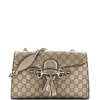 Gucci Emily Chain Flap Bag Guccissima Leather Medium