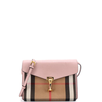 Burberry Macken Crossbody Bag Leather and House Check Canvas Small