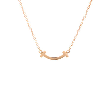 Tiffany & Co. T Smile Pendant Necklace 18K Rose Gold Mini