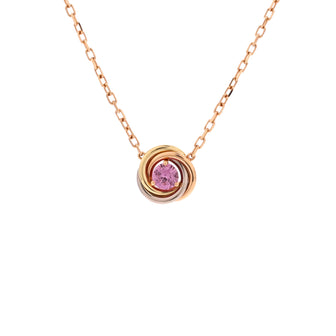 Cartier Trinity Diamond Pendant Necklace 18K Tricolor Gold and Pink Sapphire