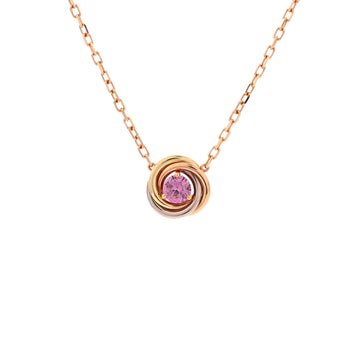 Cartier Trinity Diamond Pendant Necklace 18K Tricolor Gold and Pink Sapphire