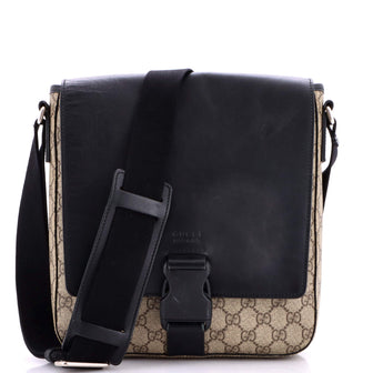 Gucci Buckle Flap Messenger Bag GG Coated Canvas with Leather Medium