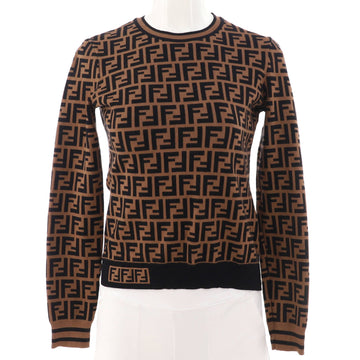 Fendi Women's Long Sleeve Crewneck Sweater Zucca Viscose Blend