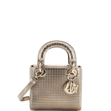 Christian Dior Lady Dior Bag Micro Cannage Metallic Calfskin Mini