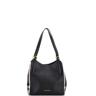 Burberry Canterbury Tote Leather and House Check Canvas Small