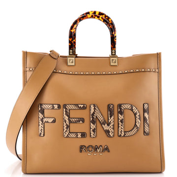 Fendi Sunshine Shopper Tote Leather with Snakeskin Medium