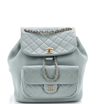 Chanel Duma Drawstring Backpack Quilted Leather Large