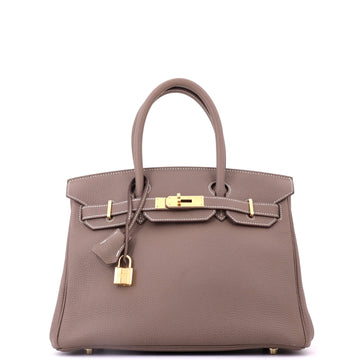 Hermes Birkin Handbag Grey Togo with Gold Hardware 30
