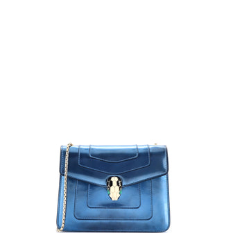 Bvlgari Serpenti Forever Square Shoulder Bag Metallic Leather Small
