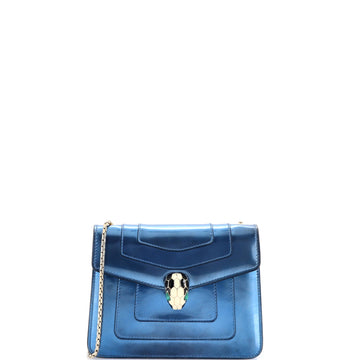 Bvlgari Serpenti Forever Square Shoulder Bag Metallic Leather Small