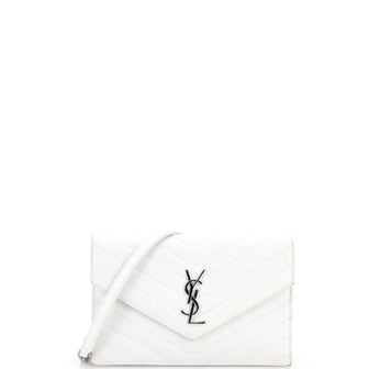 Saint Laurent Classic Monogram Wallet on Chain Matelasse Chevron Leather Small