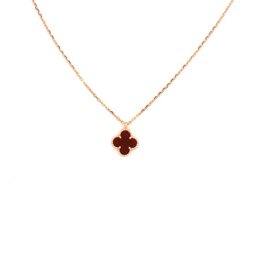 Van Cleef & Arpels Sweet Alhambra Pendant Necklace 18K Rose Gold and Carnelian