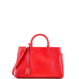 Saint Laurent Rive Gauche Cabas Crocodile Embossed Leather Small