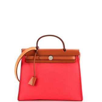 Hermes Herbag Zip Leather and Toile 31