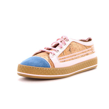 Chanel Women's CC Low-Top Sneakers Cork with Leather and Denim