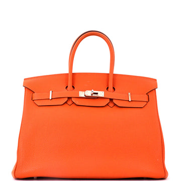 Hermes Birkin Handbag Orange Togo with Palladium Hardware 35