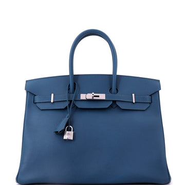 Hermes Birkin Handbag Blue Epsom with Palladium Hardware 35