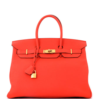 Hermes Birkin Handbag Orange Togo with Gold Hardware 35
