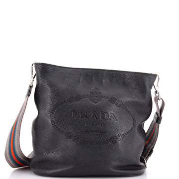 Prada Logo Bucket Messenger Bag Vitello Phenix Medium