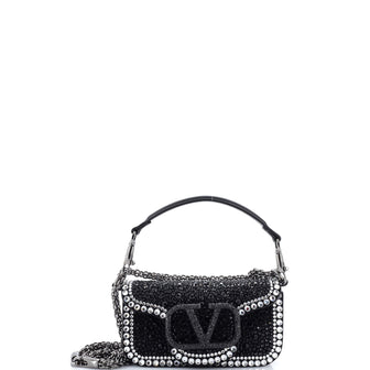 Valentino Garavani VLogo Loco Flap Shoulder Bag Embellished Leather Small